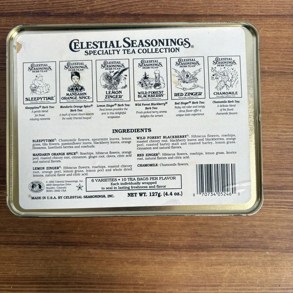 Vintage Celestial Seasonings Specialty Tea Collection Tin 1990s